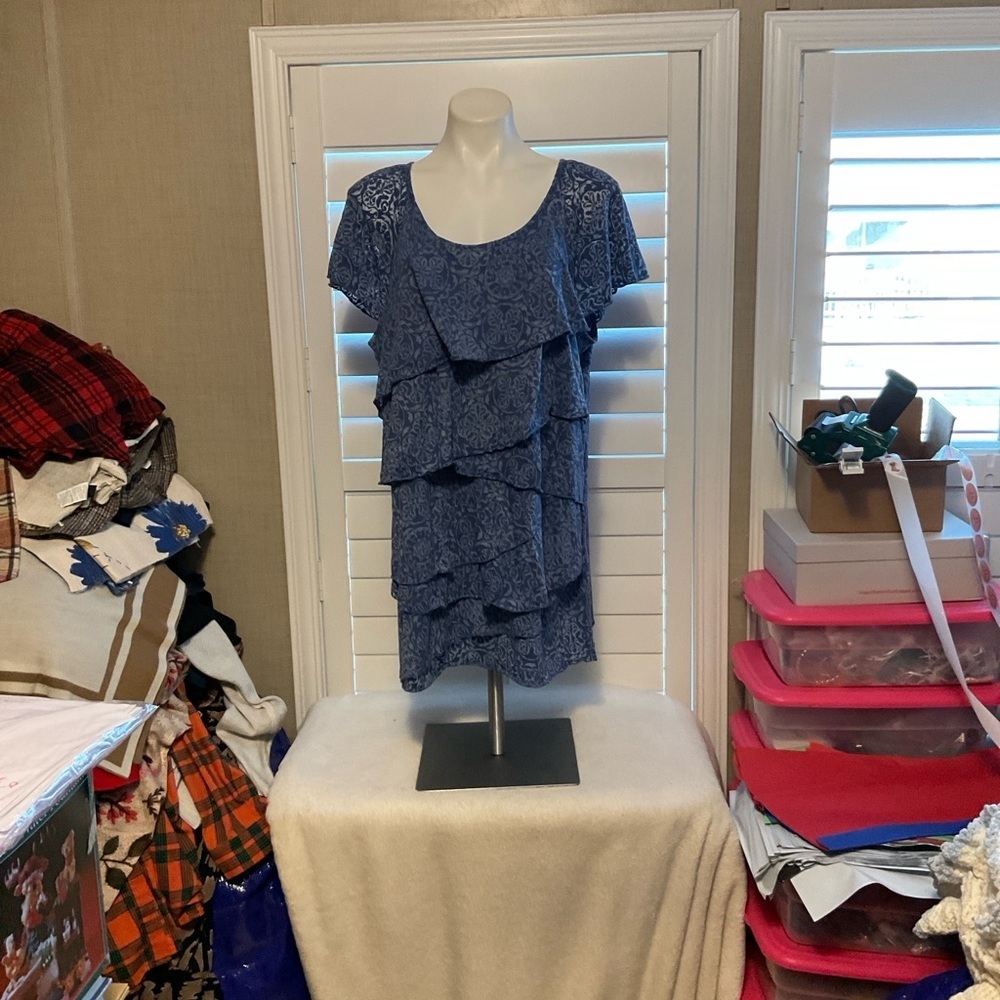 Style & Co. Blue Lace Tiered Top